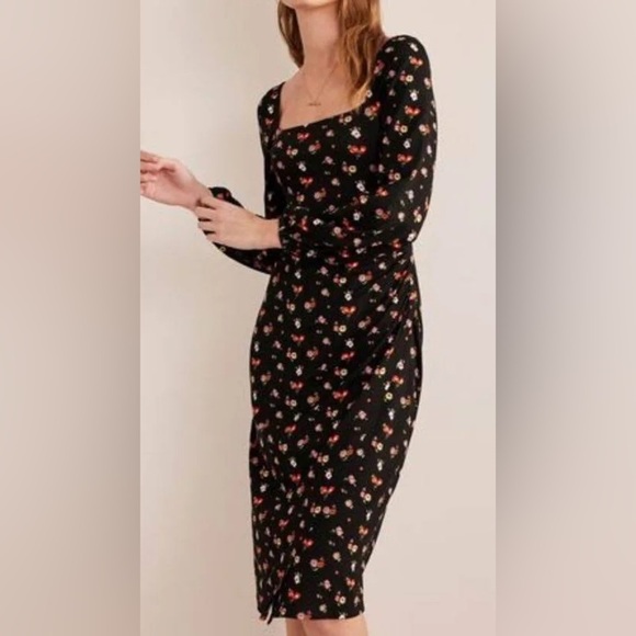 Boden Square Neck Floral Midi Dress Size 4 - Picture 2 of 9